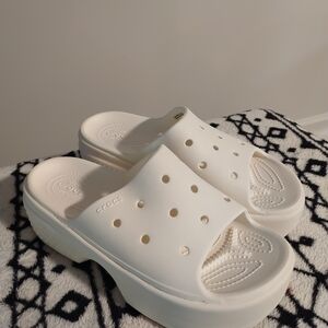 CROCS Women's White Slide Sandals